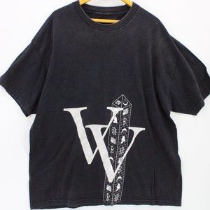 Vintage Black Scale Shirt Mens Black Faded Short Sleeve Big Logo Graphic Sz 2XL